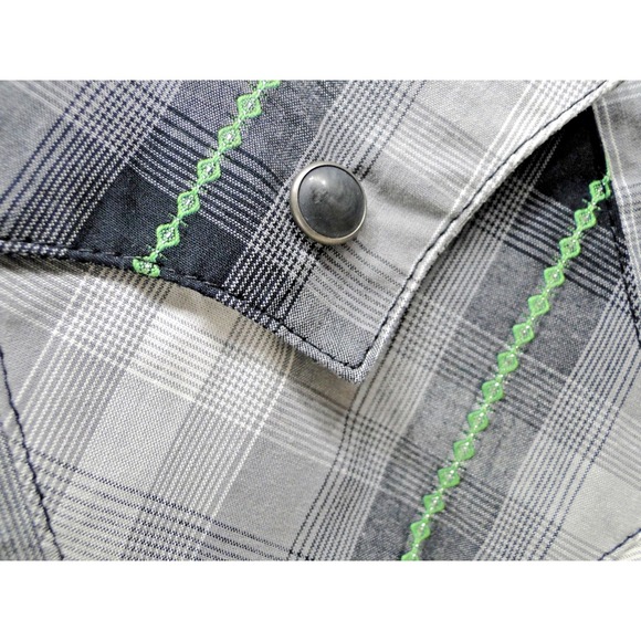 Cruel Girl Women's Western Shirt XL Black Green Plaid Pearl Snap Rodeo Top‎ - Picture 4 of 9